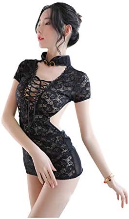 SINMIUANIME Women Lingerie Sexy Role-Playing Lingerie Cheongsam Clothing mesh Bandage Doll Dress