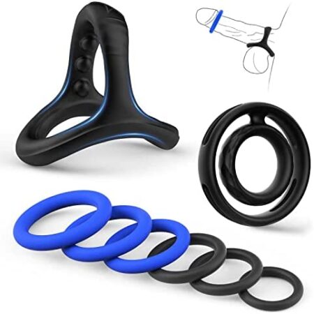 Cuumup Penis Ring Sex Toys for Men, 8 Different Sizes Silicone Cock Rings for Male Enhancing Ring Male Sex Toy Adult Toys for Couples Gay Mens Sex Pleasure Ring