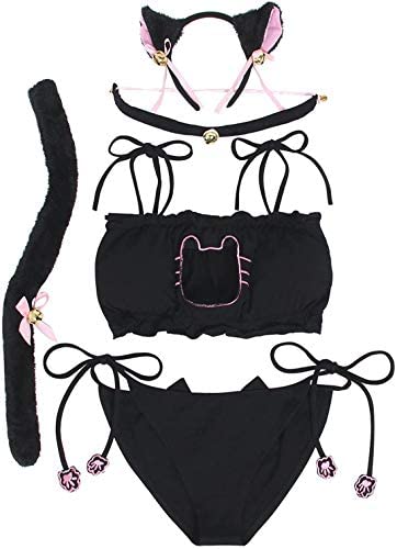 Acizi Women Sexy Cosplay Lingerie Japanese Cute Anime Cat Kitten Keyhole Costume Outfit