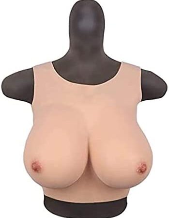 Crossdressers Silicone Breast Forms - G Cup Round Collar Design Silicone False Boobs - Lifelike Fake Breasts for Crossdressing Transvestite Cosplay (white)