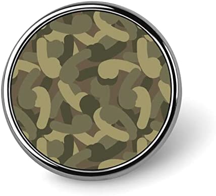 Penis Camo Round Brooch Pin Funny Lapel Tie Pin Crafts Badge for Costume Accessory