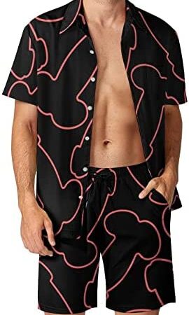 Penis Pattern Men's Beach Hawaiian Sets Casual Outfit Short Sleeve Shirt Swim Shorts Trunks