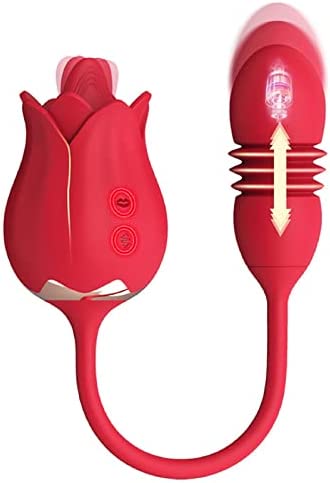 Massagers Toy for Women, Clitoral Vibrator with Thrusting Dildo, G Spot Stimulator Tongue Vibrator with 10 Vibrations & Thrusts and 7 Tongue Licking, Adult Sex Toys Games Clitoralis Stimulator