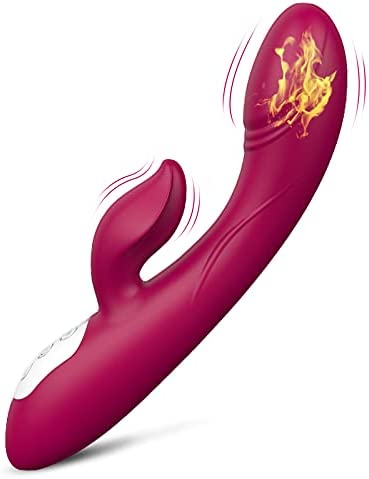 Rabbit Vibrator G Spot with Bunny Ears for Clitoris Stimulation, Waterproof Dildo Clit Stimulator with 12 Vibration Modes Quiet Dual Motor for Women Adult Sex Toy for Women Couple (Wine Red)