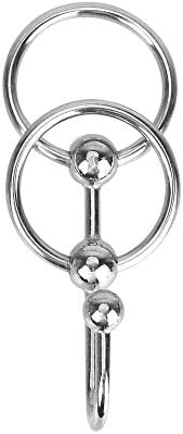 NOPNOG Double Ring Type Penis Ring, with Urethral Plug, Sex Toys for Men, Stainless Steel (Ø28mm)