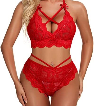 Namifin Women Lingerie Set Lace Bralette and Panty Set Strappy Lace Lingerie