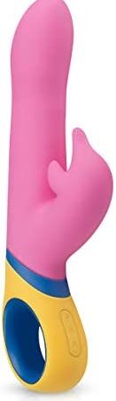 PMV20 Dolphin Vibrator Copy - Rabbit Vibrator for Women with a Dolphin Clitoral Stimulator on Top - Sex Toys for Women for Stimulating the Gspot and Clitoris - Pink/Yellow