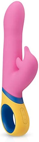 PMV20 Dolphin Vibrator Copy - Rabbit Vibrator for Women with a Dolphin Clitoral Stimulator on Top - Sex Toys for Women for Stimulating the Gspot and Clitoris - Pink/Yellow