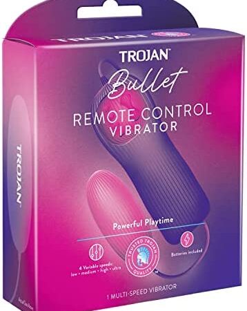 Trojan Bullet Remote Control Vibrator, Trojan's Most Powerful Sex Toy, Soft Vibrating Reusable Sex Toy with 4 Variable Speeds - Pack of 1