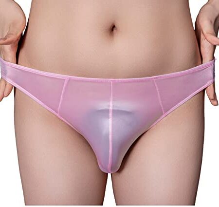iiniim Men's Oil Glossy Briefs Sissy Bulge Pouch Panties Underwear Smooth See-Through Thong Shorts