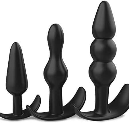 Butt Plug, Pack of 3 Anal Plugs, Silicone Anal Trainer Set from Beginners to Advanced Player, Anal Beads Plug Kit for Comfortable Long-Term Wear, Anal Adult Sex Toys for Couples by HBABY