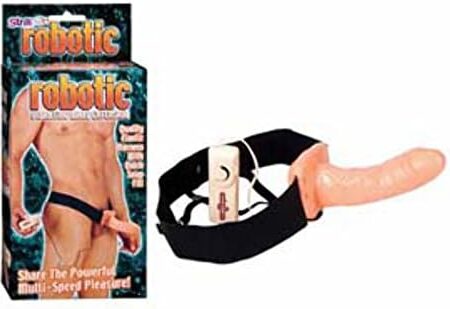 Vibrating Hollow 6.5-inch Extender Strap-on for Him Flesh